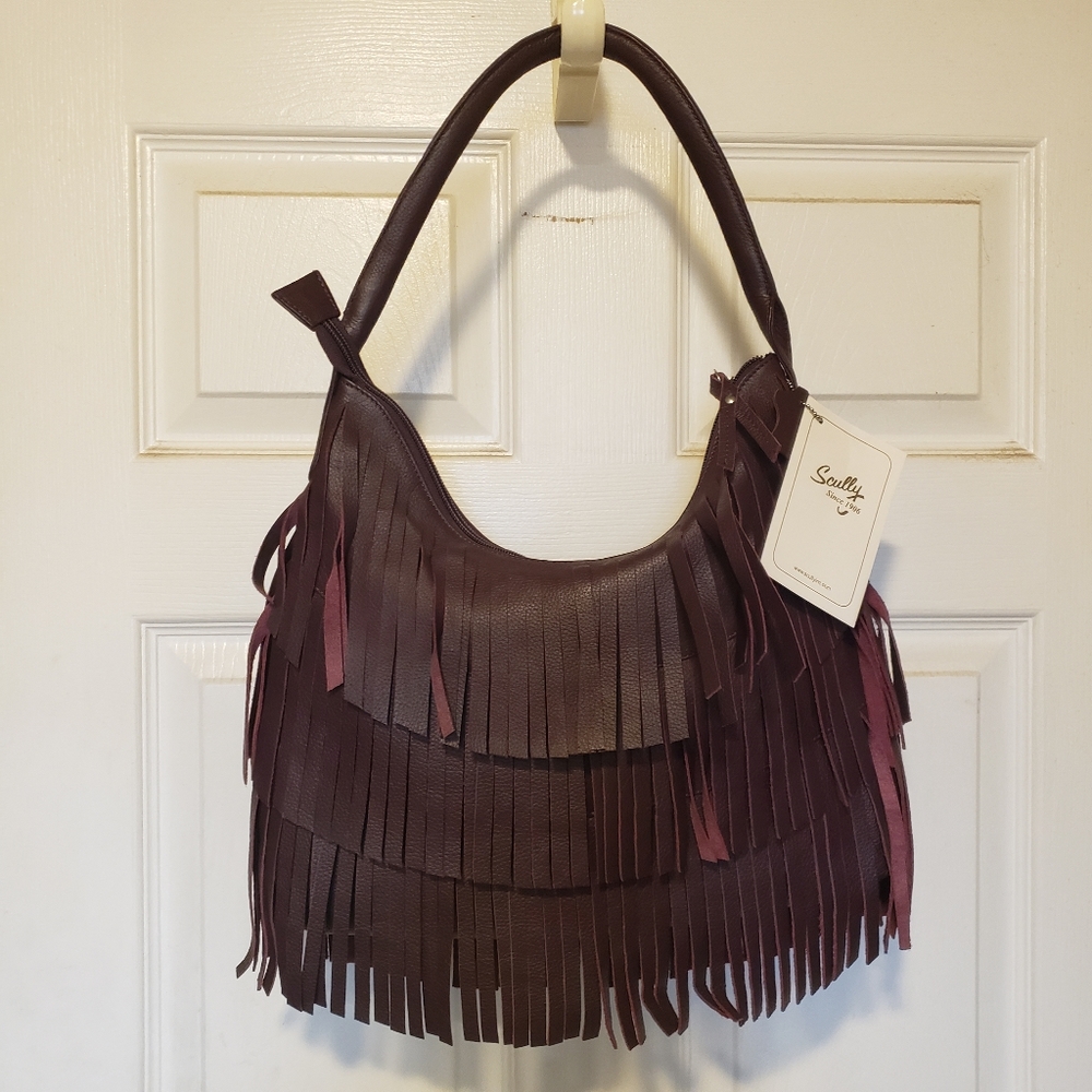 Scully 'Feel Good' Purple Fringe Leather Bag